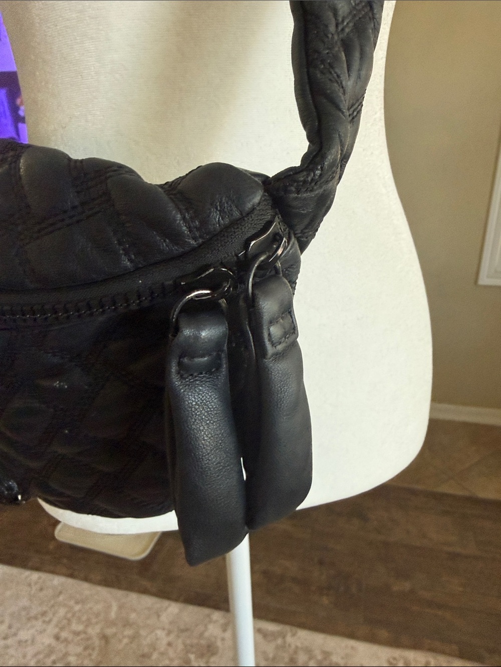 Kurt Geiger Quilted Black Leather Crossbody Belt Bag - Picture 4 of 7